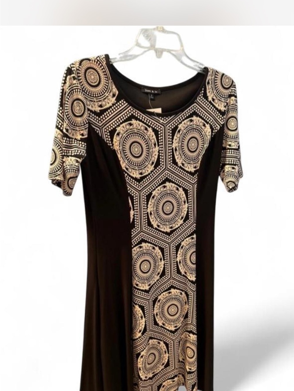 Sami & Jo Black Midi Dress with Cream Medallion Print